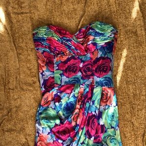 80s Floral Silk Dress
